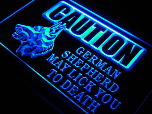 Caution German Shepherd Lick Dog Neon Light Sign